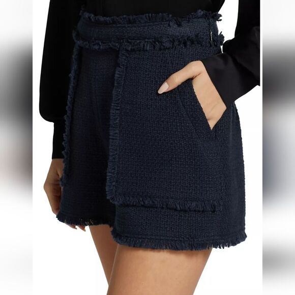 Cinq a Sept Allen Boucle Tweed Tailored Fit Shorts Navy Blue Women's Size 10 - Picture 5 of 14